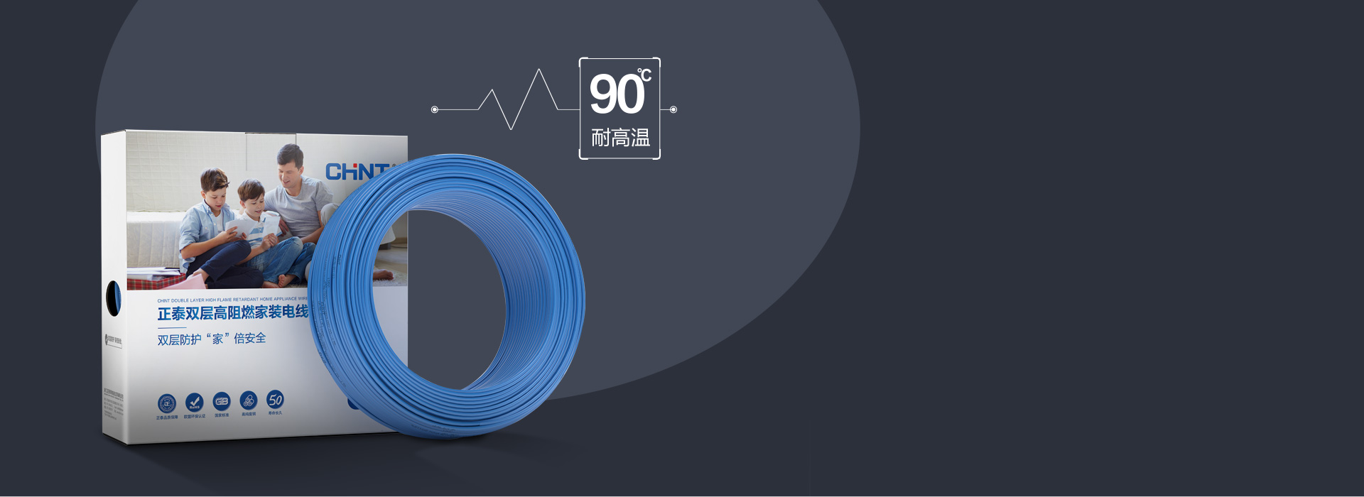 耐溫90℃，防護升級 正泰雙層阻燃電線...