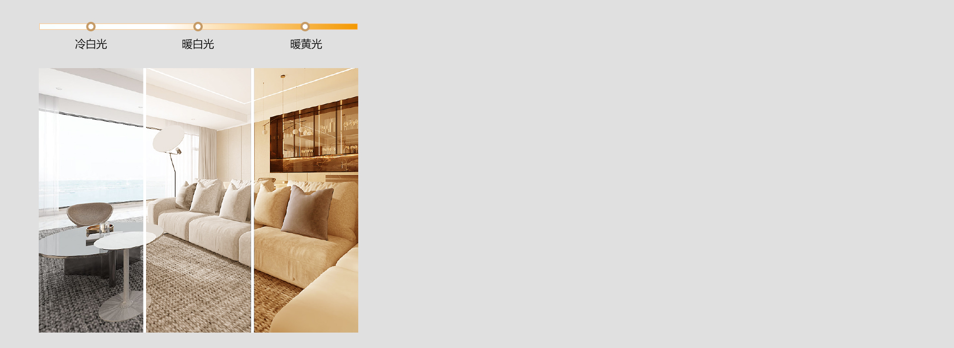 三色調光，感受不同氛圍 三色分段，可根...